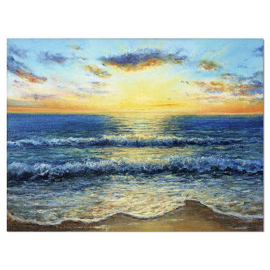 Designart - Ocean and waves at Sunrise